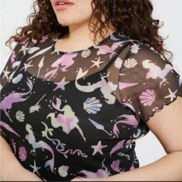 Torrid Women Disney The Little Mermaid Midi Mesh T-Shirt Dress Plus Size 1 NWT - Picture 1 of 13